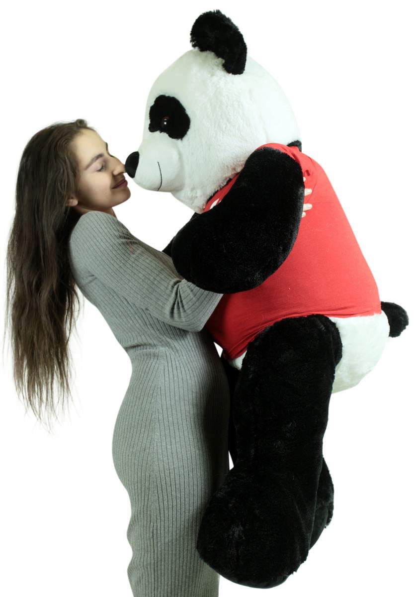 Giant Stuffed 5 Foot Panda 60 Inches Soft Stuffed Animal, Wears Removable Shirt I Love You This Much