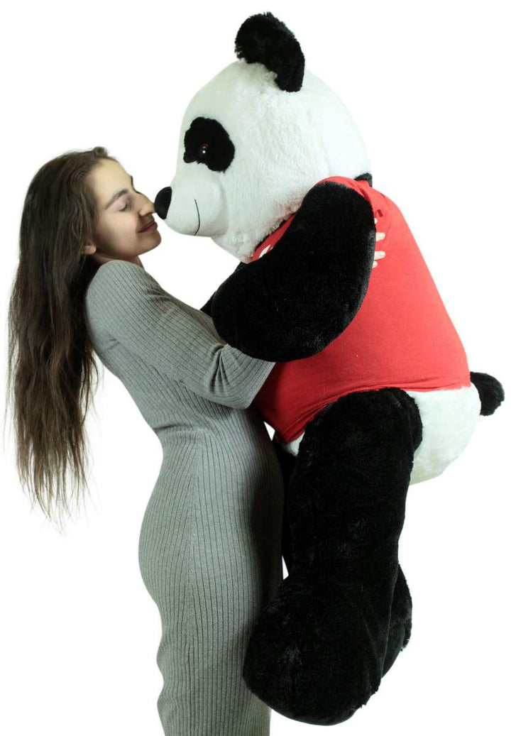 Giant Stuffed 5 Foot Panda 60 Inches Soft Stuffed Animal, Wears Removable Shirt I Love You This Much