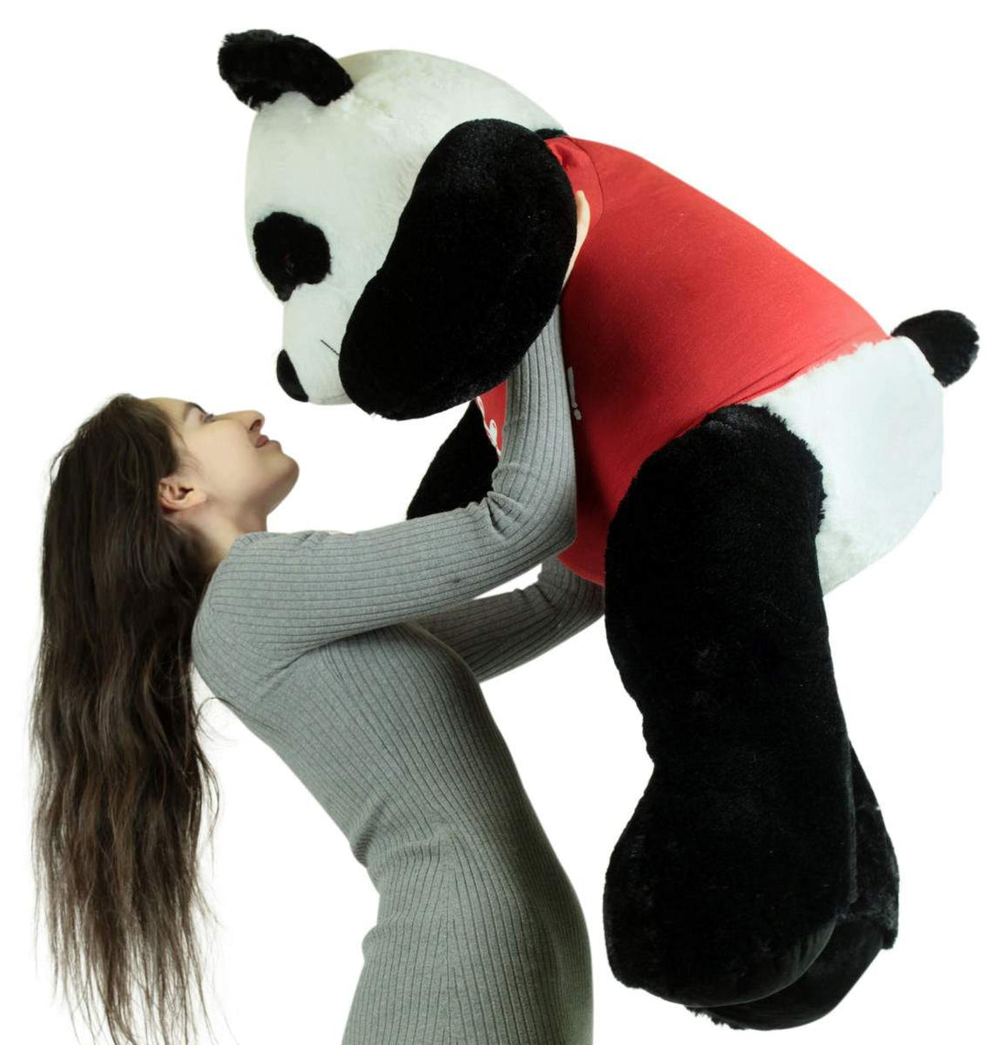 Giant Stuffed 5 Foot Panda 60 Inches Soft Stuffed Animal, Wears Removable Shirt I Love You This Much