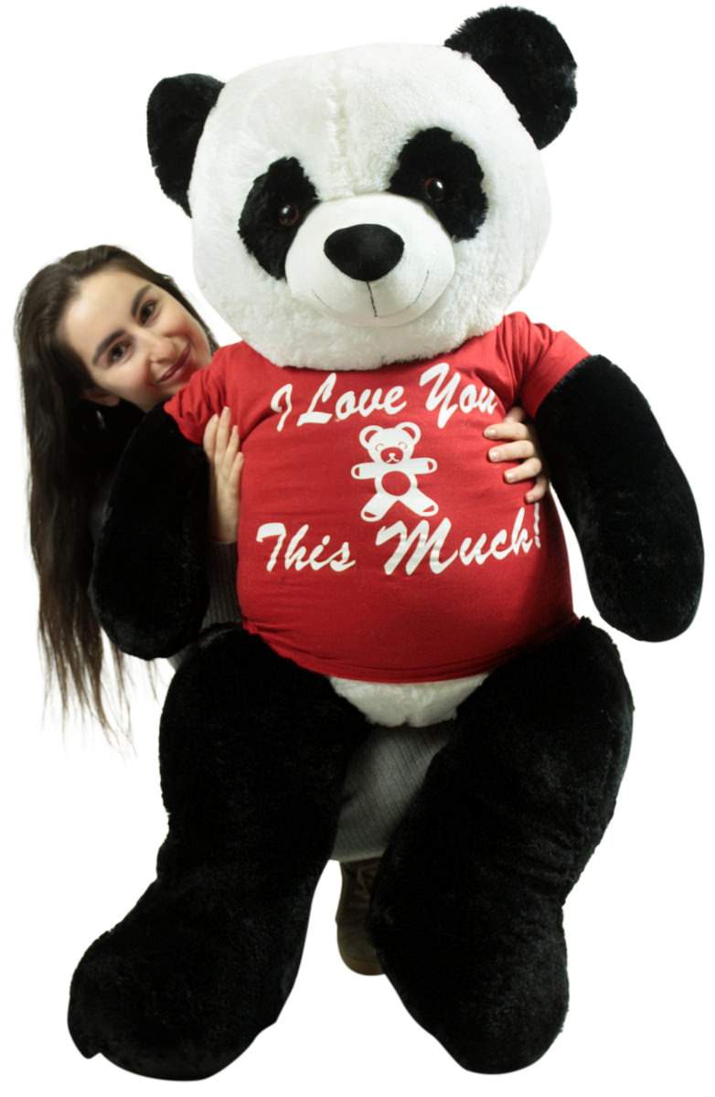 Giant Stuffed 5 Foot Panda 60 Inches Soft Stuffed Animal, Wears Removable Shirt I Love You This Much