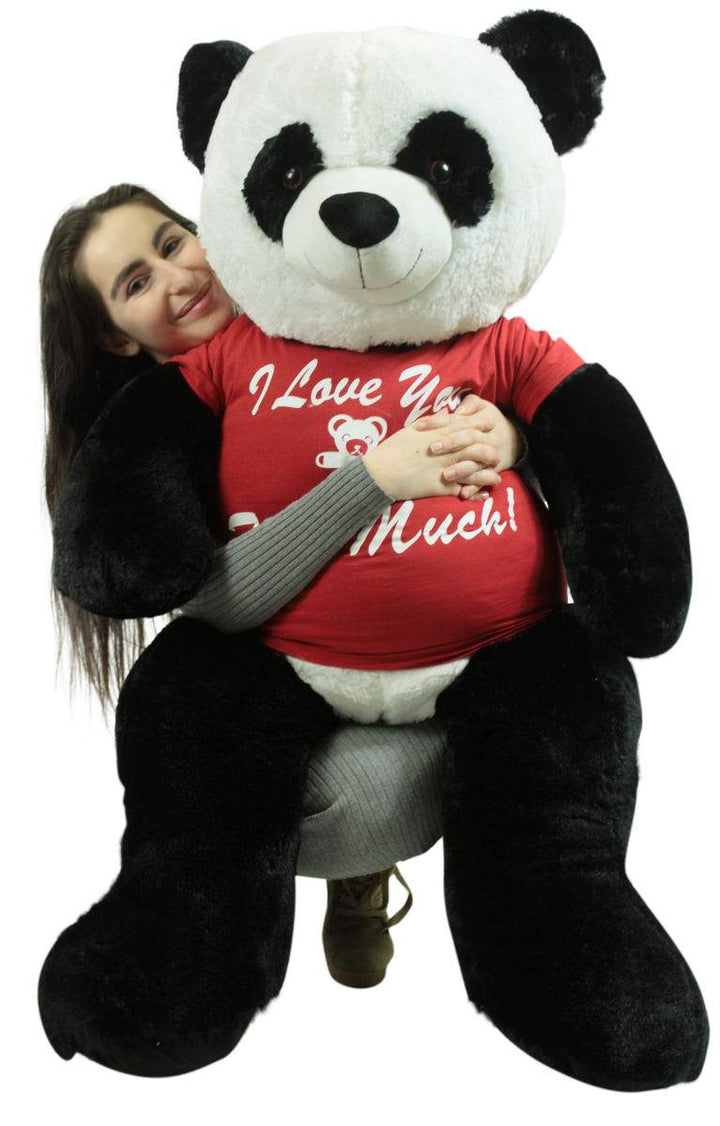 Giant Stuffed 5 Foot Panda 60 Inches Soft Stuffed Animal, Wears Removable Shirt I Love You This Much