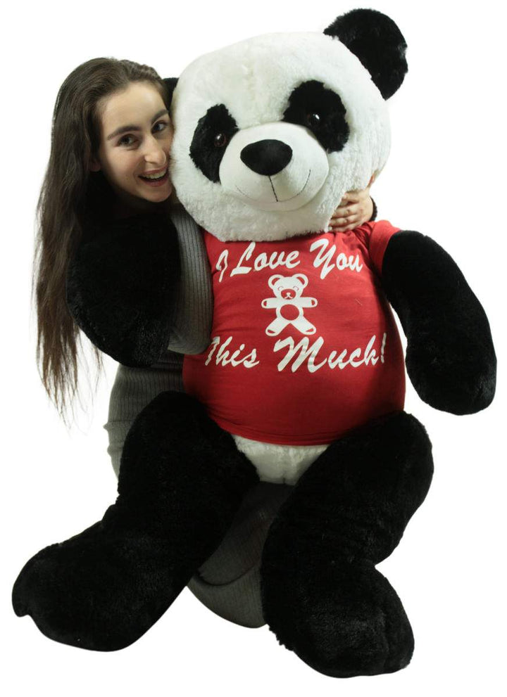 Giant Stuffed 5 Foot Panda 60 Inches Soft Stuffed Animal, Wears Removable Shirt I Love You This Much