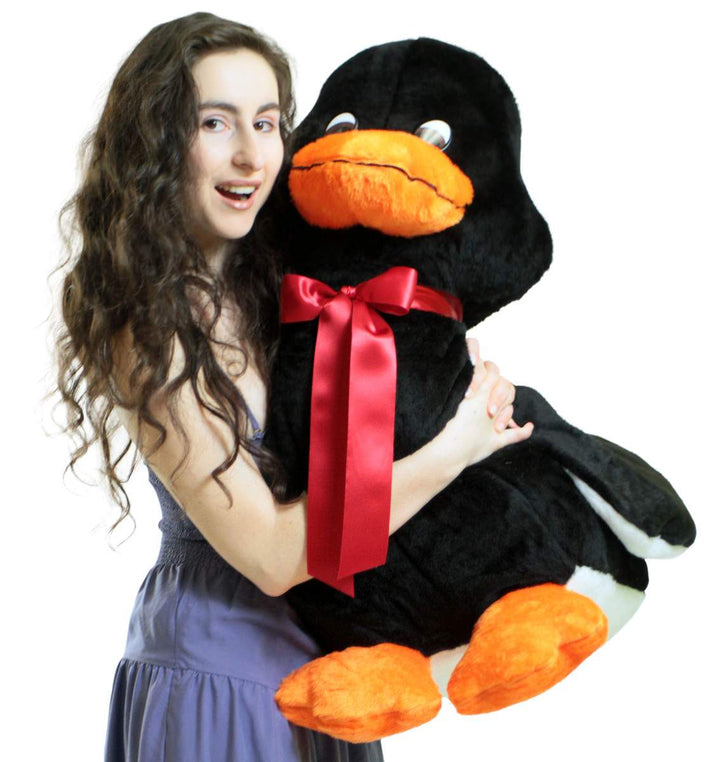 American Made Giant Stuffed Black Duck 36 Inch Soft Plush Ducky 3 Feet Big Plush