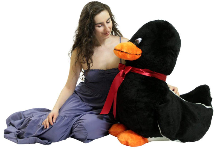 American Made Giant Stuffed Black Duck 36 Inch Soft Plush Ducky 3 Feet Big Plush