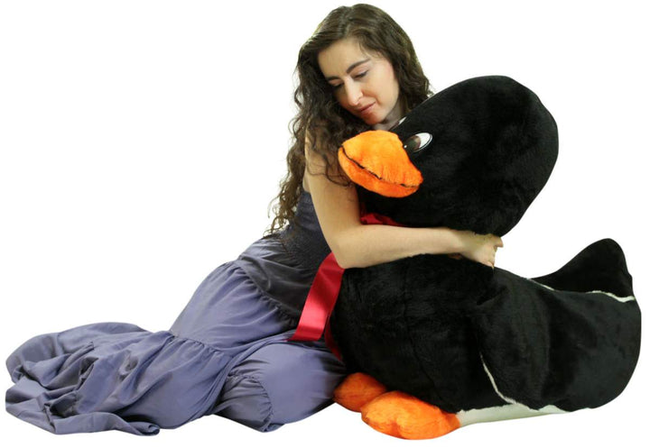 American Made Giant Stuffed Black Duck 36 Inch Soft Plush Ducky 3 Feet Big Plush