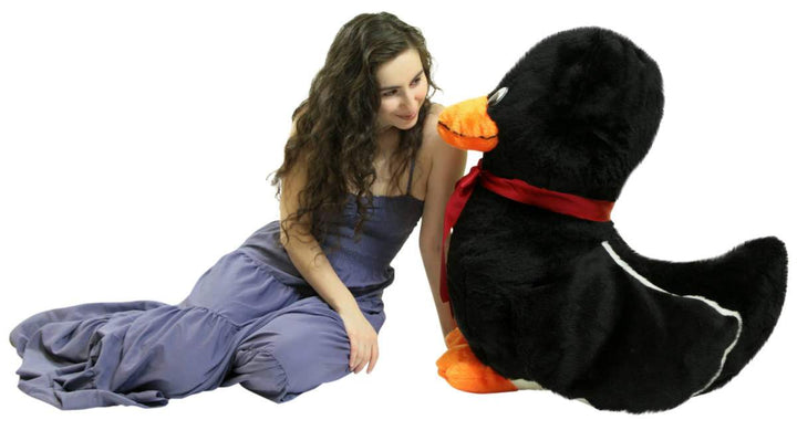 American Made Giant Stuffed Black Duck 36 Inch Soft Plush Ducky 3 Feet Big Plush