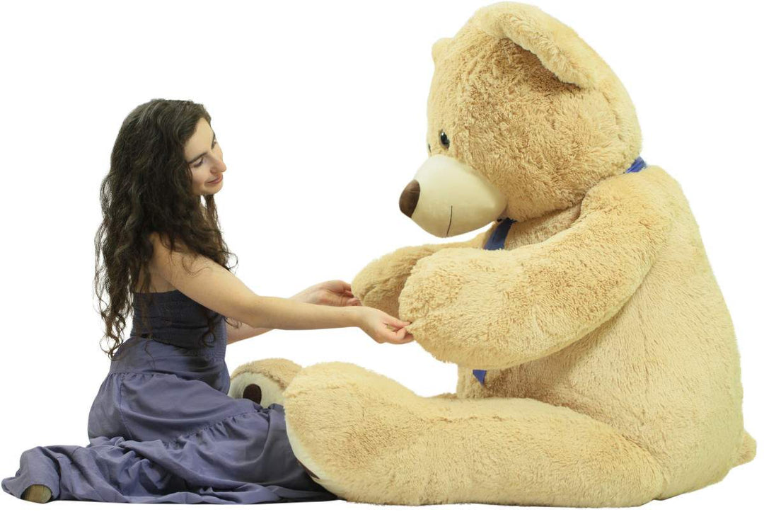 6 Foot Teddy Bear Soft Giant Stuffed Animal Beige Color, Stuffed by Hand in USA