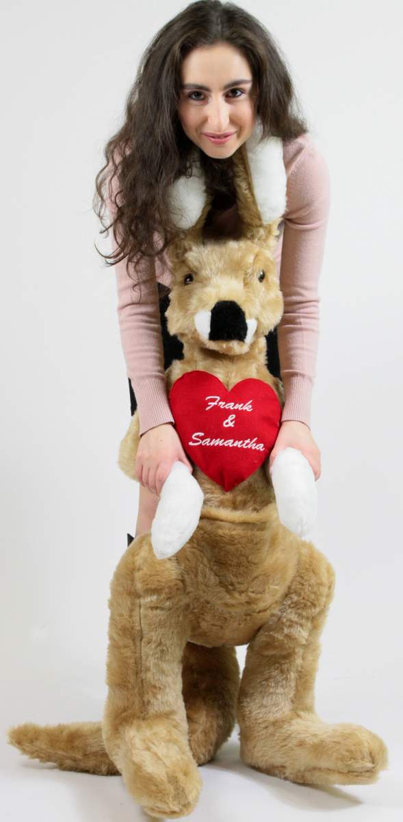 Custom Personalized Giant Stuffed Kangaroo 42 Inches 107 cm Soft, Your Message Custom Printed on Heart