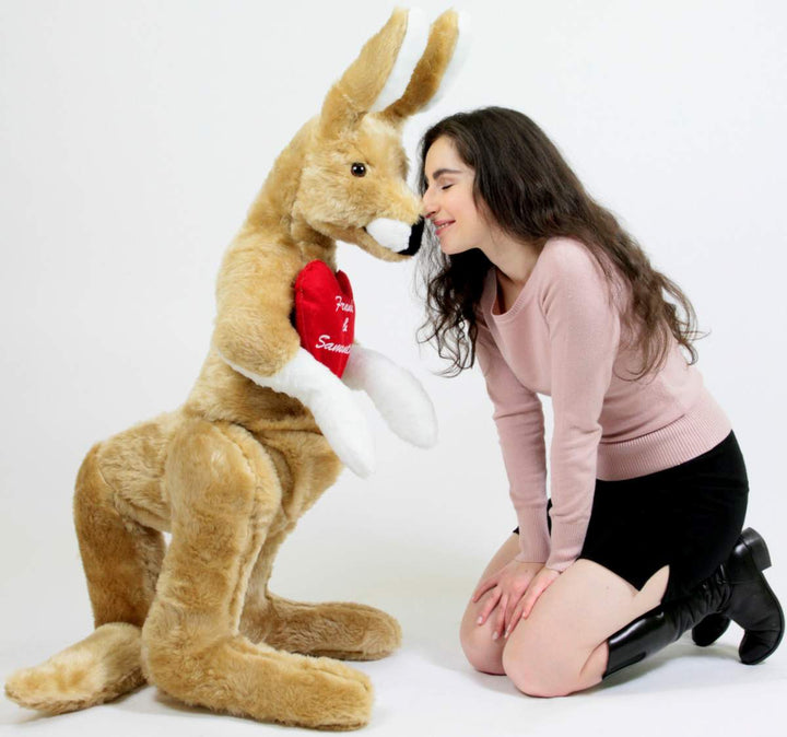 Custom Personalized Giant Stuffed Kangaroo 42 Inches 107 cm Soft, Your Message Custom Printed on Heart