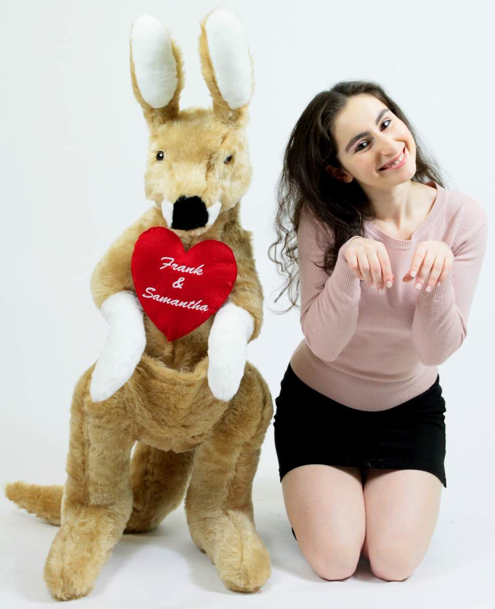 Custom Personalized Giant Stuffed Kangaroo 42 Inches 107 cm Soft, Your Message Custom Printed on Heart