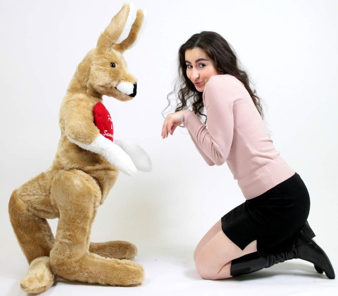 Custom Personalized Giant Stuffed Kangaroo 42 Inches 107 cm Soft, Your Message Custom Printed on Heart