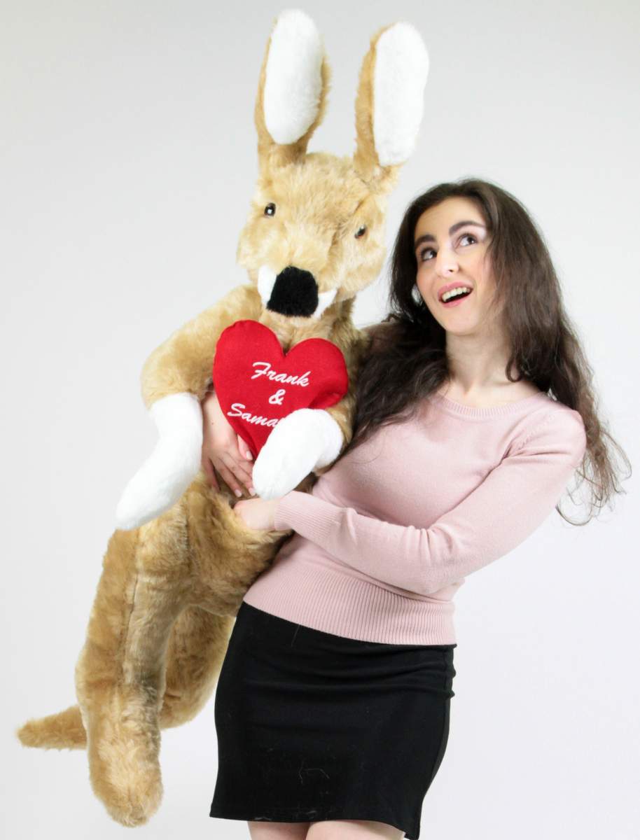 Custom Personalized Giant Stuffed Kangaroo 42 Inches 107 cm Soft, Your Message Custom Printed on Heart