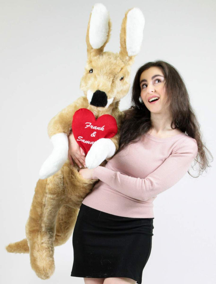 Custom Personalized Giant Stuffed Kangaroo 42 Inches 107 cm Soft, Your Message Custom Printed on Heart