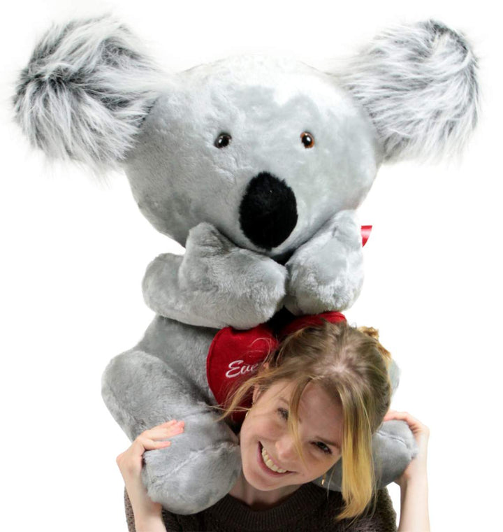 American Made Romantic Large Stuffed Koala 26 inch Soft Holds Heart EVERY BEAUTY DESERVES A BEAST