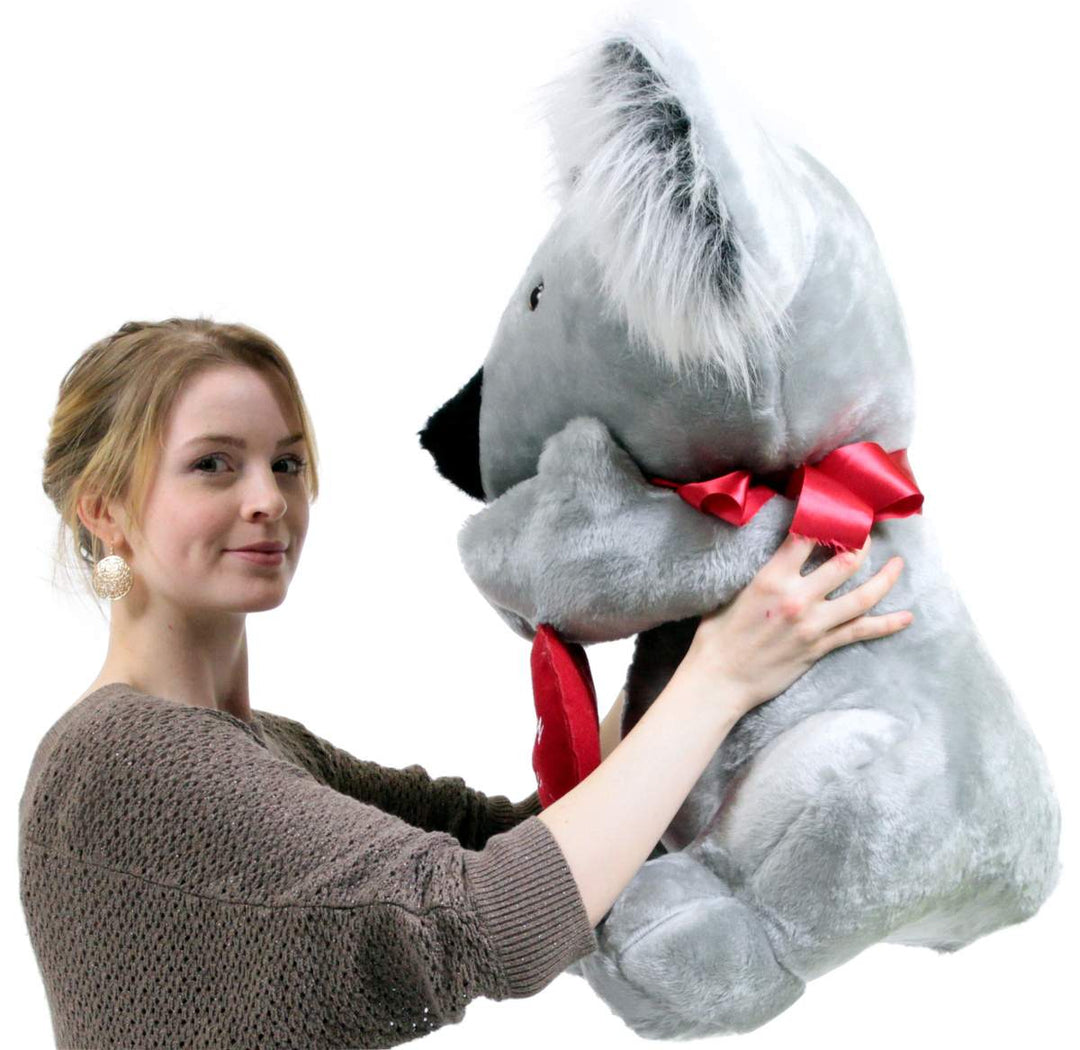 American Made Romantic Large Stuffed Koala 26 inch Soft Holds Heart EVERY BEAUTY DESERVES A BEAST