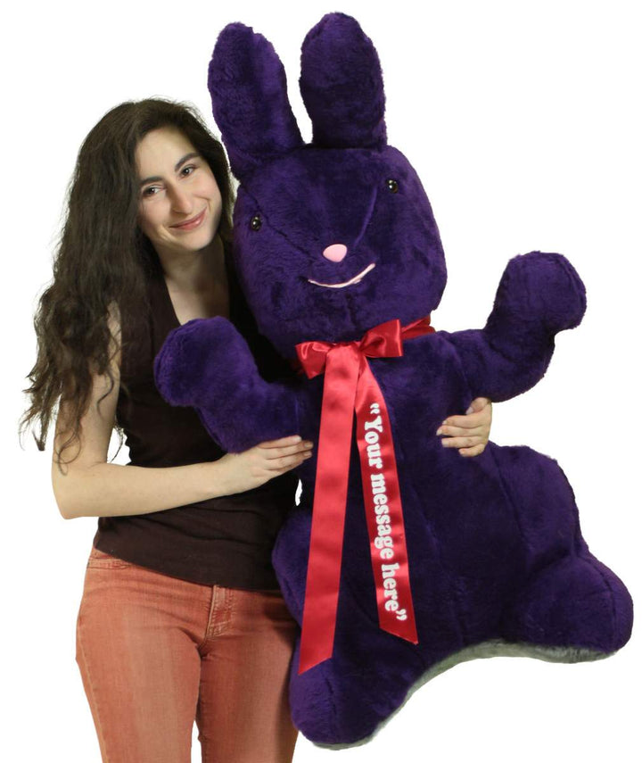 Personalized Giant Stuffed Purple Bunny 42 Inch Soft American Made Plush Rabbit Made in USA America
