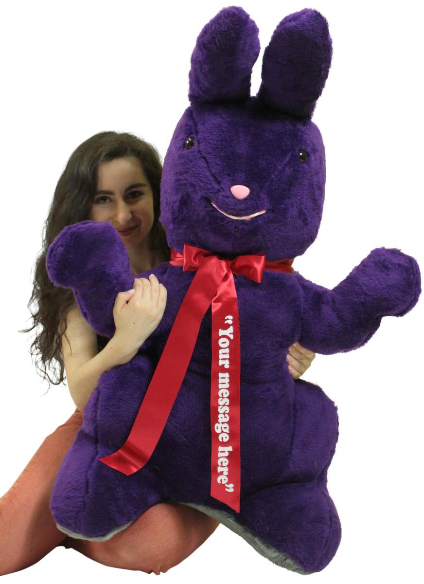 Personalized Giant Stuffed Purple Bunny 42 Inch Soft American Made Plush Rabbit Made in USA America