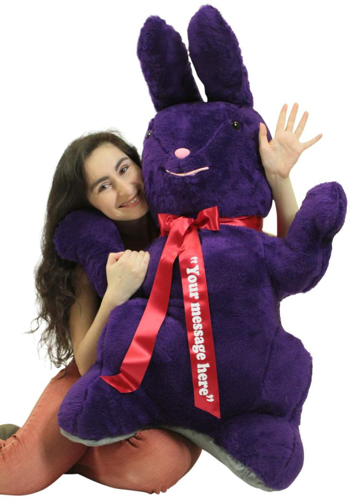 Personalized Giant Stuffed Purple Bunny 42 Inch Soft American Made Plush Rabbit Made in USA America