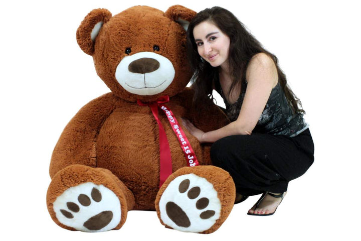 Personalized 5 Foot Teddy Bear Soft Life Size Big Plush Animal with Bigfoot Paws