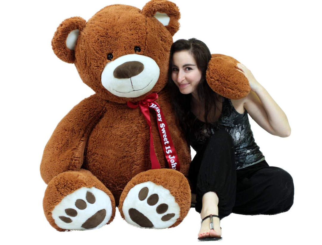 Personalized 5 Foot Teddy Bear Soft Life Size Big Plush Animal with Bigfoot Paws