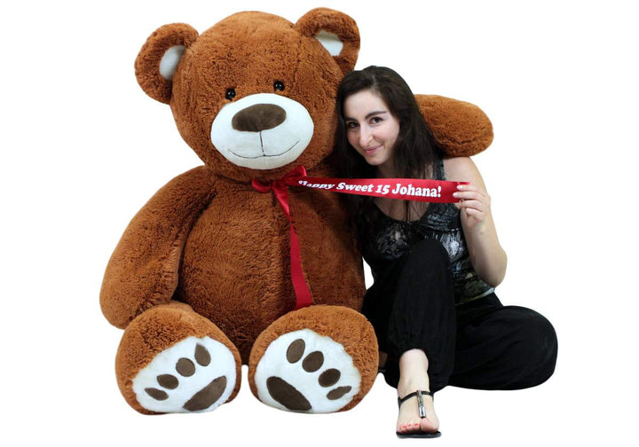 Personalized 5 Foot Teddy Bear Soft Life Size Big Plush Animal with Bigfoot Paws