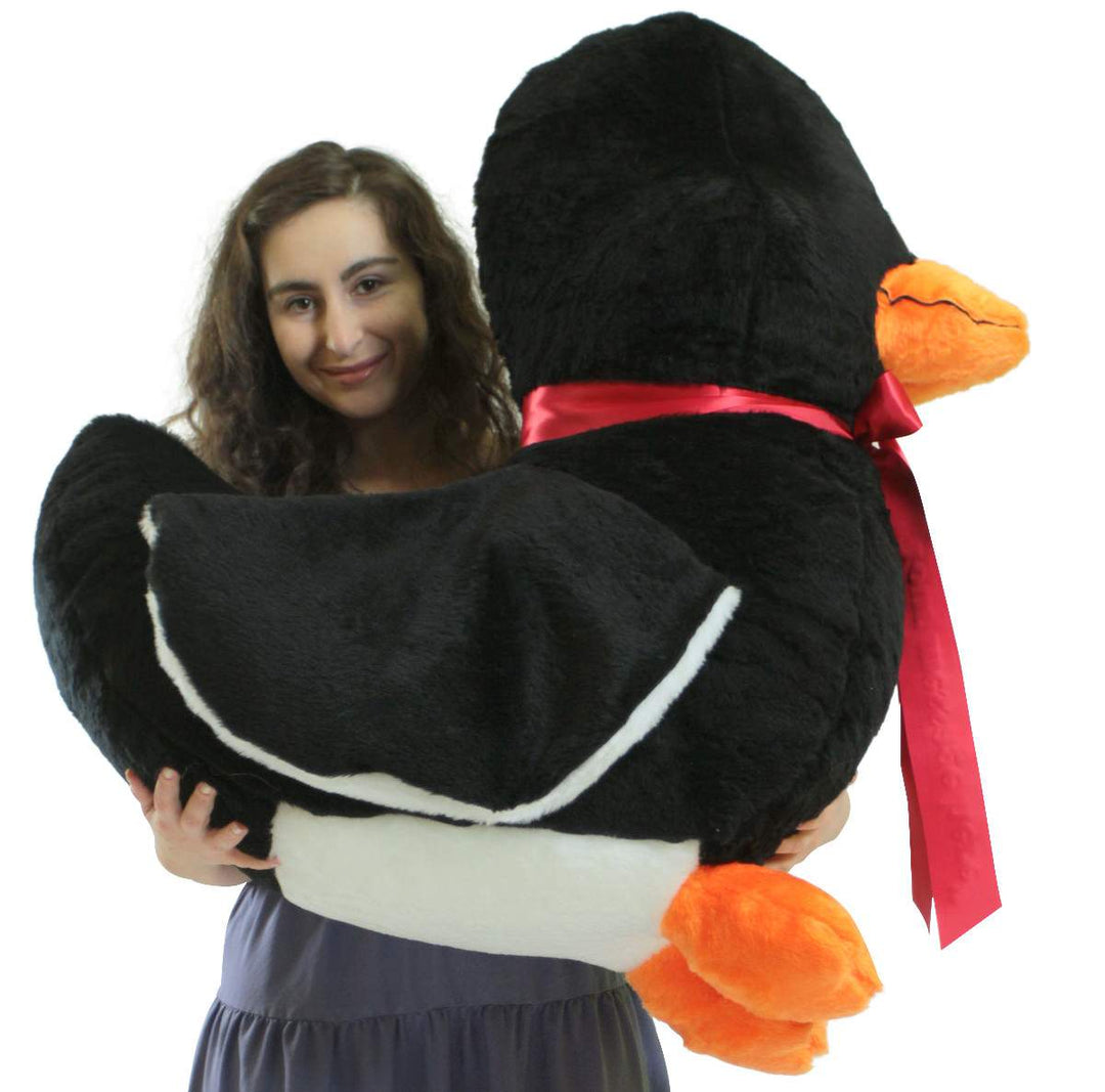 Personalized Giant Stuffed Black Duck 36 Inches Soft American Made 3 Foot Plush Animal