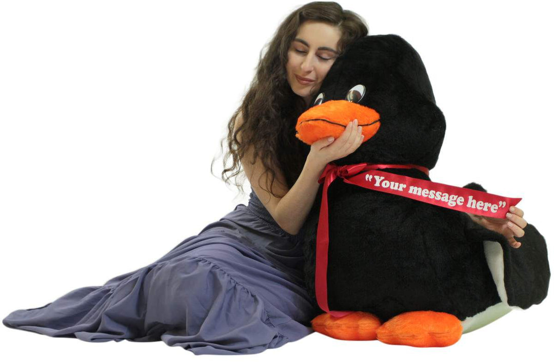 Personalized Giant Stuffed Black Duck 36 Inches Soft American Made 3 Foot Plush Animal