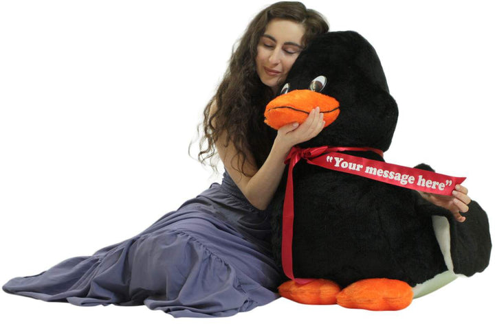 Personalized Giant Stuffed Black Duck 36 Inches Soft American Made 3 Foot Plush Animal