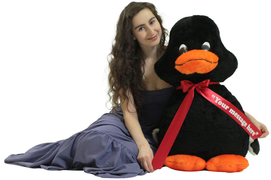 Personalized Giant Stuffed Black Duck 36 Inches Soft American Made 3 Foot Plush Animal