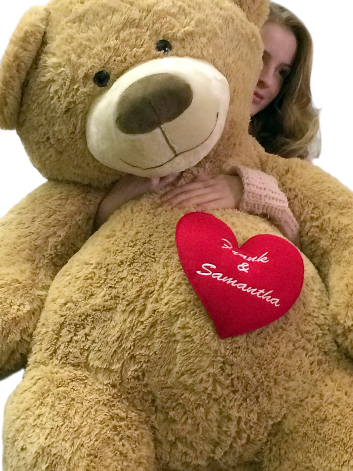 Your Custom Personalized Name or Message on 5 Foot Giant Teddy Bear, Has Customized Heart on Chest