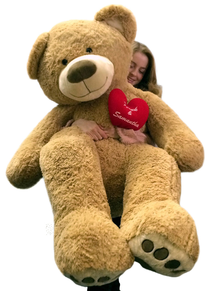Your Custom Personalized Name or Message on 5 Foot Giant Teddy Bear, Has Customized Heart on Chest