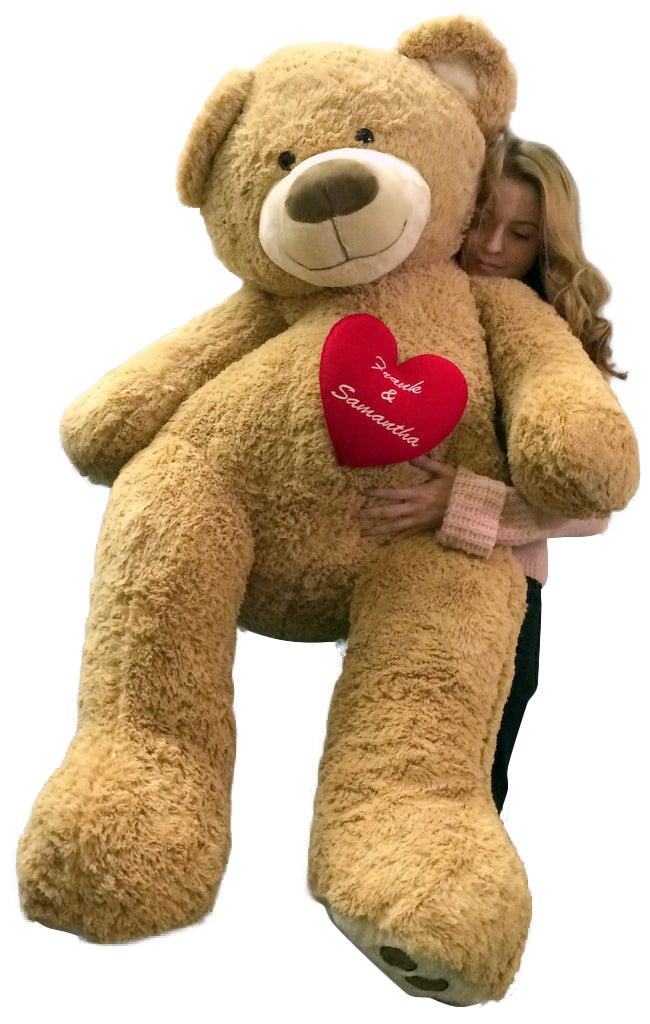 Your Custom Personalized Name or Message on 5 Foot Giant Teddy Bear, Has Customized Heart on Chest