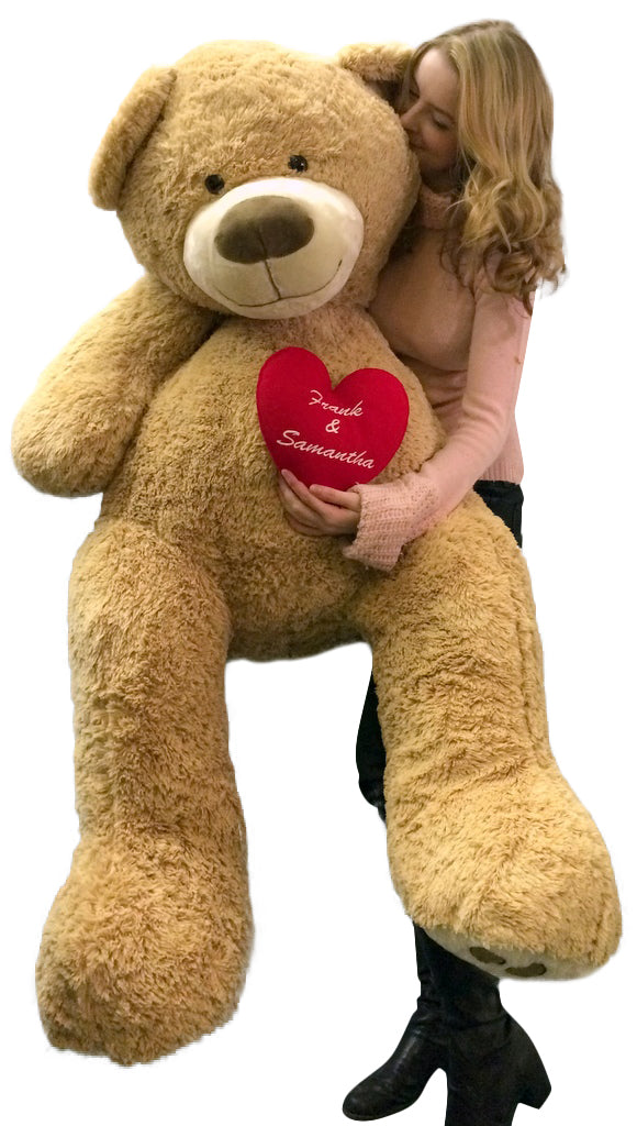 Your Custom Personalized Name or Message on 5 Foot Giant Teddy Bear, Has Customized Heart on Chest