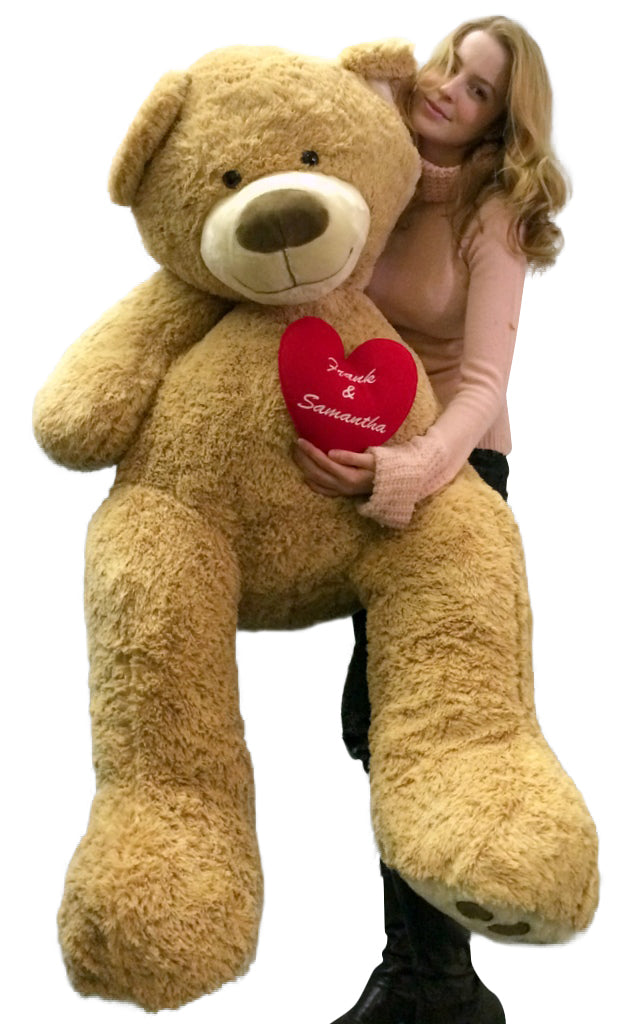 Your Custom Personalized Name or Message on 5 Foot Giant Teddy Bear, Has Customized Heart on Chest