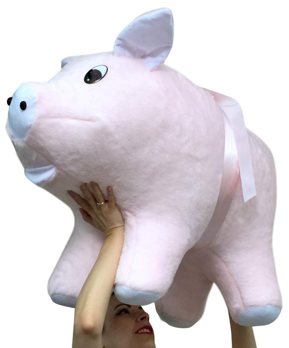 American Made Giant Stuffed Pink Pig 32 Inch Soft Big Plush Hog Farm Animal