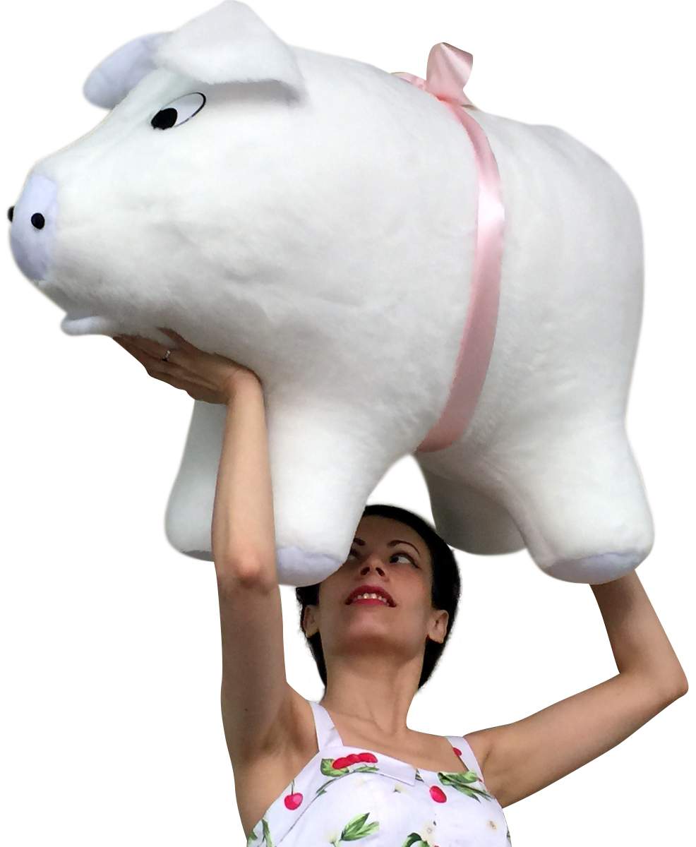 American Made Extra Large Stuffed Pig 32 Inches 82 cm Soft White Big Plush Brand Huge Hog Farm Animal Plushie Made in the USA
