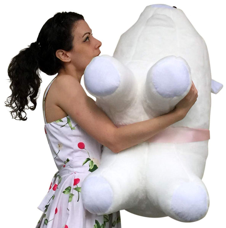 American Made Extra Large Stuffed Pig 32 Inches 82 cm Soft White Big Plush Brand Huge Hog Farm Animal Plushie Made in the USA