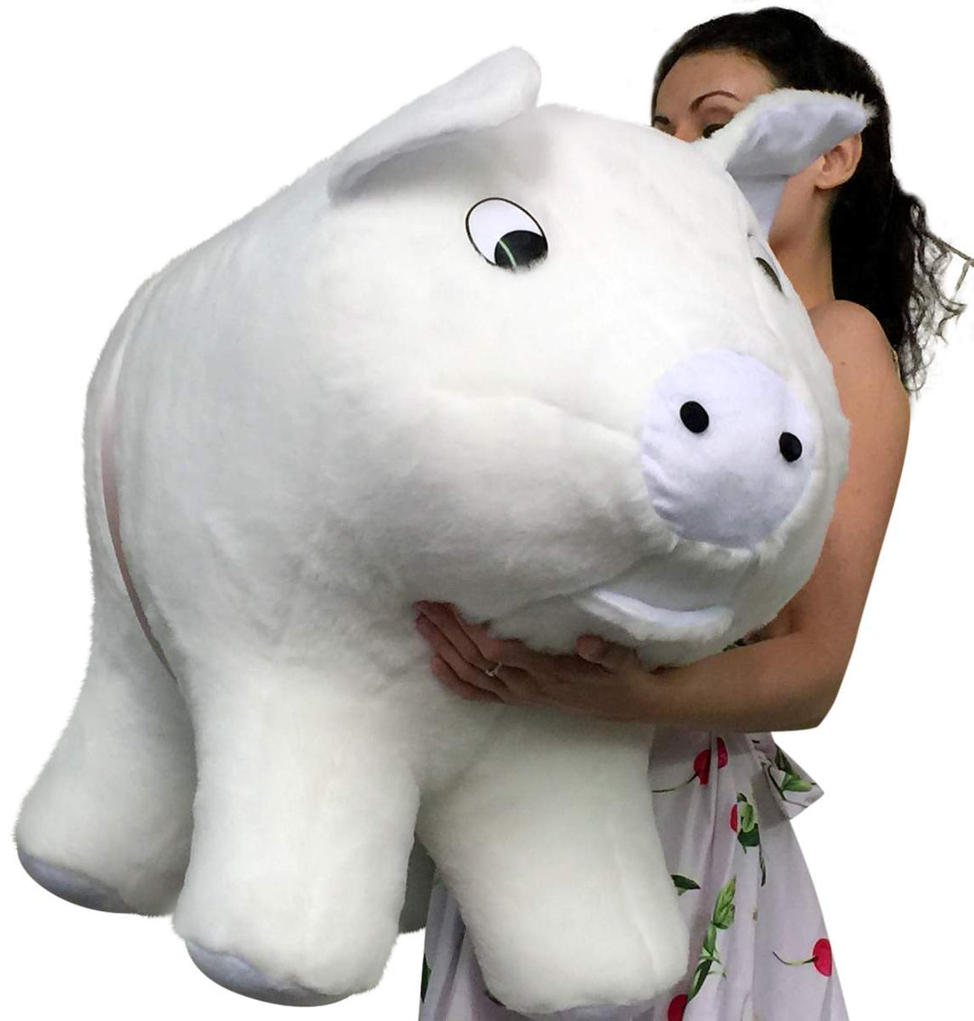 American Made Extra Large Stuffed Pig 32 Inches 82 cm Soft White Big Plush Brand Huge Hog Farm Animal Plushie Made in the USA