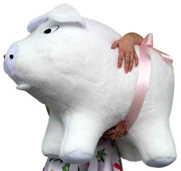 American Made Extra Large Stuffed Pig 32 Inches 82 cm Soft White Big Plush Brand Huge Hog Farm Animal Plushie Made in the USA
