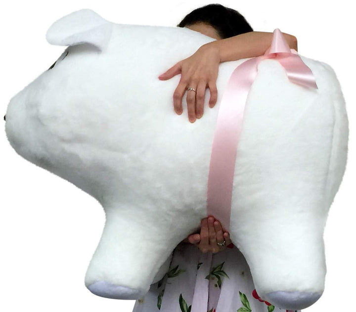 American Made Extra Large Stuffed Pig 32 Inches 82 cm Soft White Big Plush Brand Huge Hog Farm Animal Plushie Made in the USA