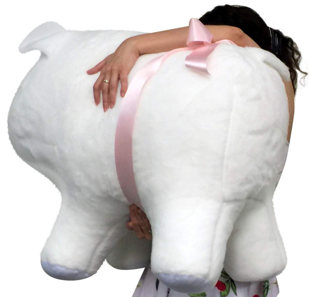 American Made Extra Large Stuffed Pig 32 Inches 82 cm Soft White Big Plush Brand Huge Hog Farm Animal Plushie Made in the USA
