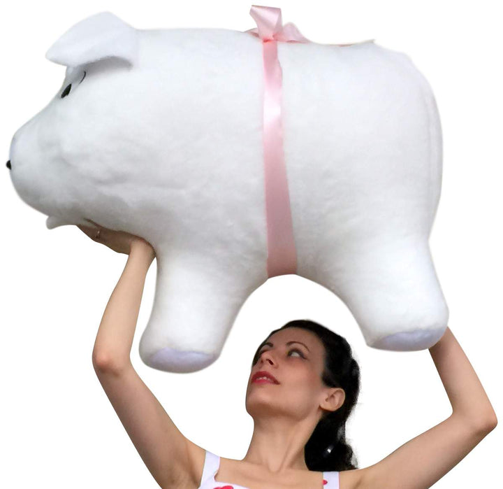 American Made Extra Large Stuffed Pig 32 Inches 82 cm Soft White Big Plush Brand Huge Hog Farm Animal Plushie Made in the USA