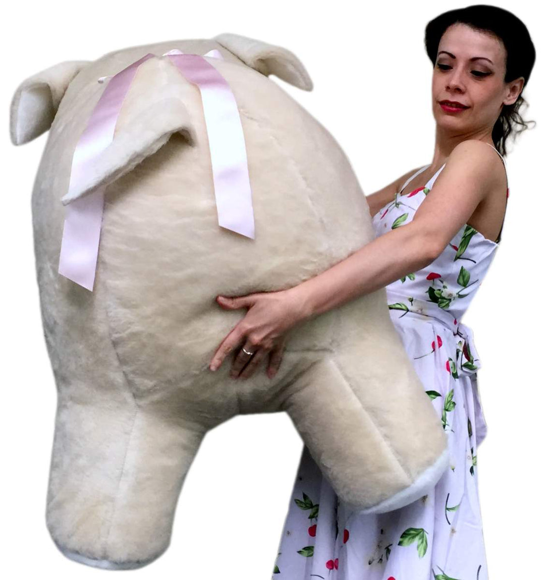 American Made Giant Stuffed Pig 40 Inch Beige Soft Plush Hog Made in USA