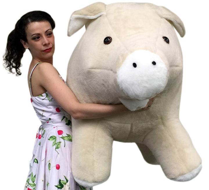 American Made Giant Stuffed Pig 40 Inch Beige Soft Plush Hog Made in USA