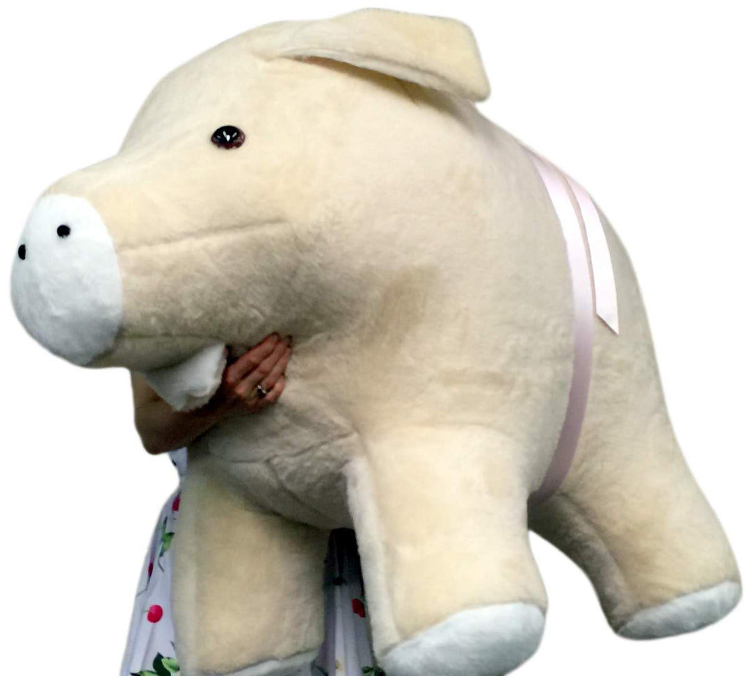American Made Giant Stuffed Pig 40 Inch Beige Soft Plush Hog Made in USA