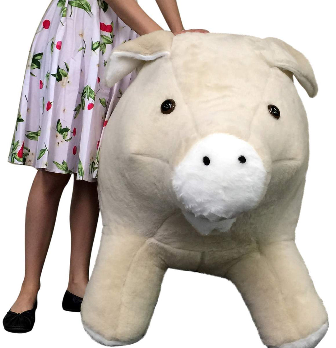 American Made Giant Stuffed Pig 40 Inch Beige Soft Plush Hog Made in USA