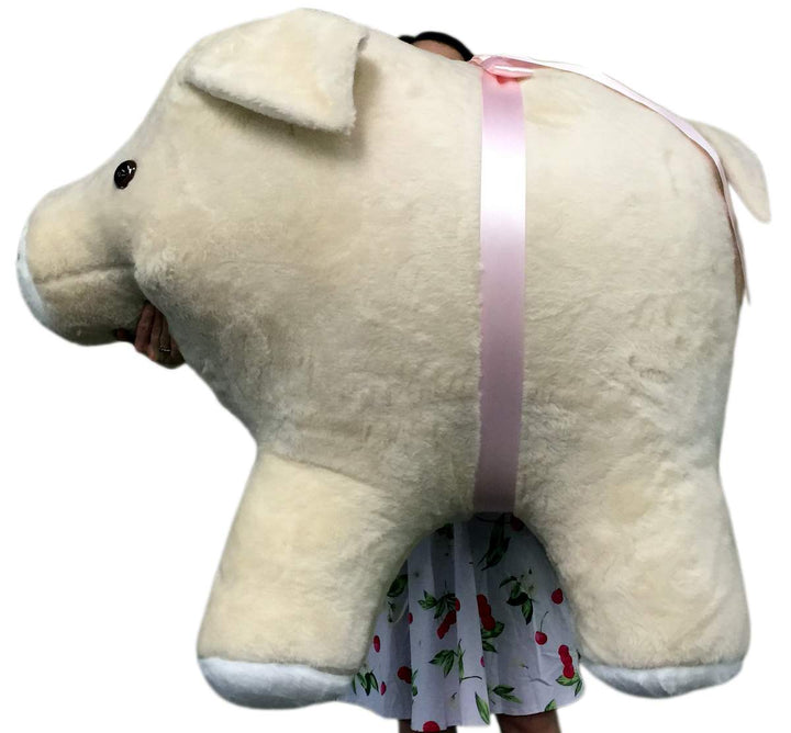American Made Giant Stuffed Pig 40 Inch Beige Soft Plush Hog Made in USA
