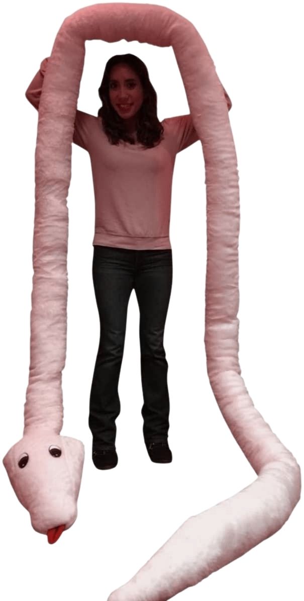 American Made Giant Stuffed Snake 18 Feet Long Soft Pink Big Plush Serpent Gigantic Plushie