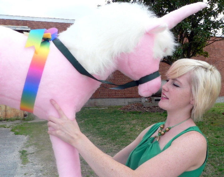 American Made Giant Stuffed Pink Unicorn 3 Feet Wide Soft Made in USA America
