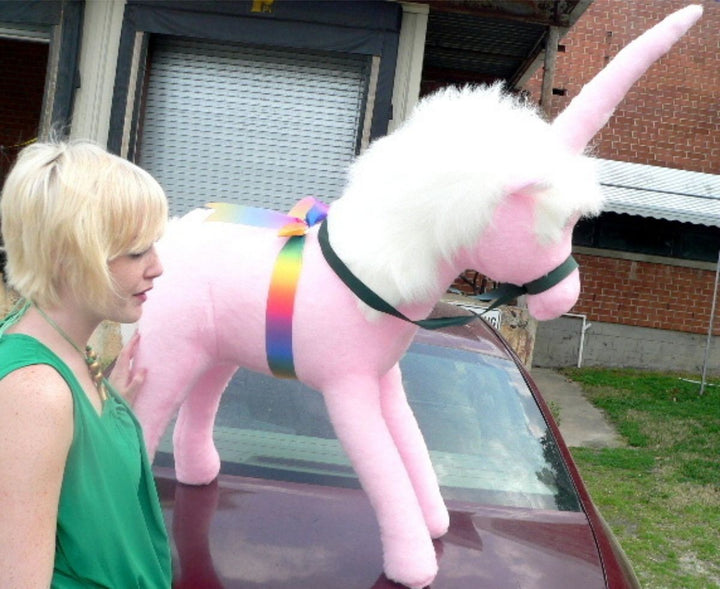 American Made Giant Stuffed Pink Unicorn 3 Feet Wide Soft Made in USA America